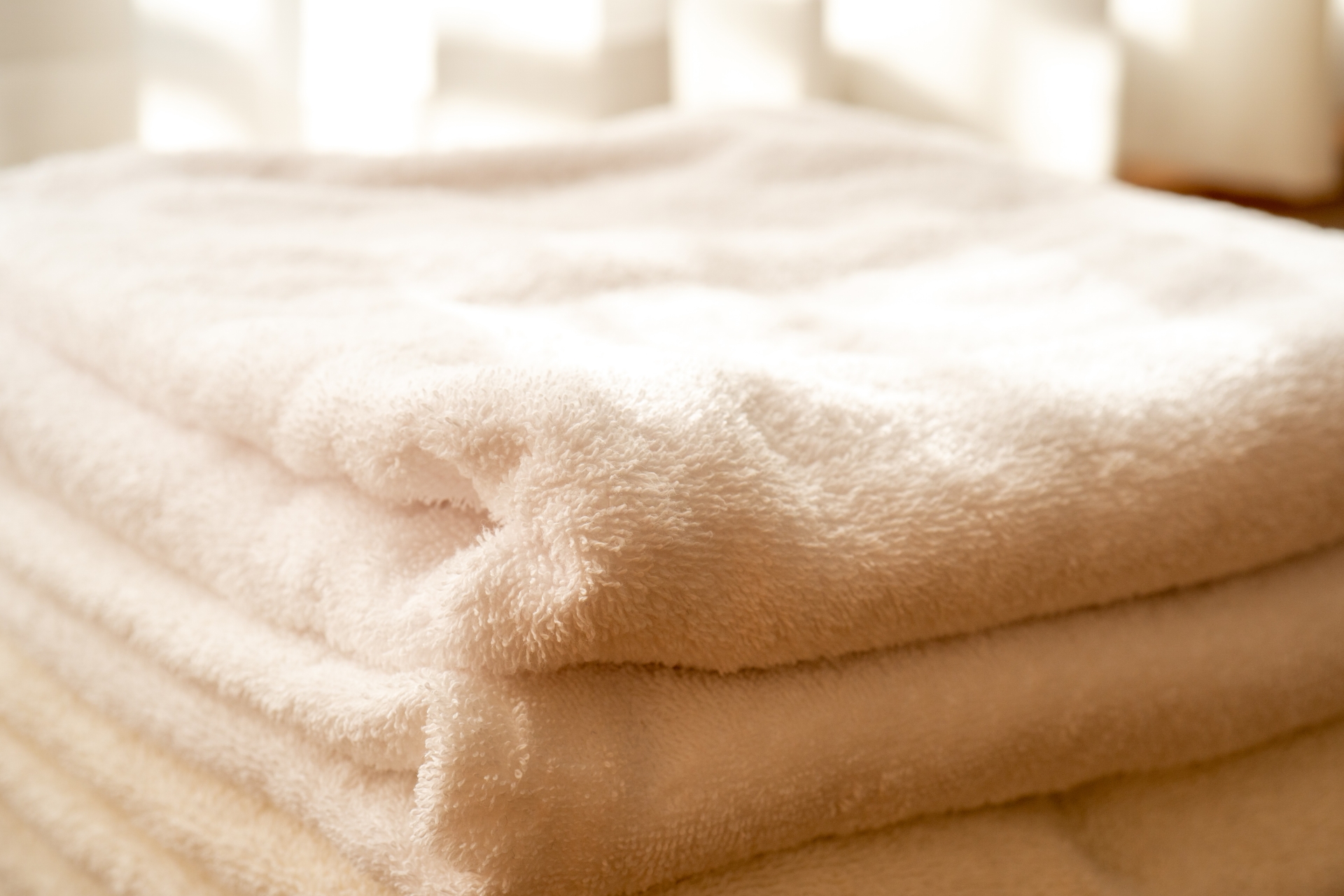 ドラム式洗濯機で乾燥したふわふわタオル